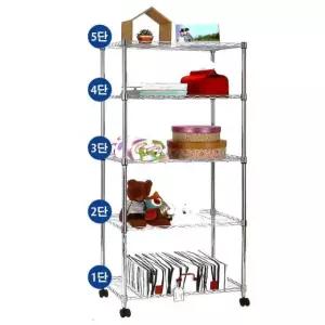 메탈선반5단 600mm 바퀴 이동형선 w 이동식 랙 철제수납