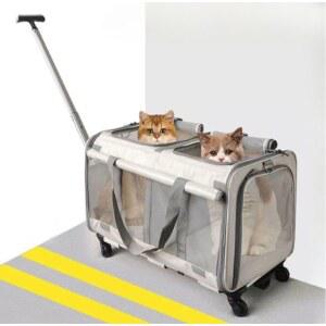강아지두마리가방 펫가방 매쉬 다묘 쓰레기 켄넬 고양이 휴대용 그레이 여행가방 외출