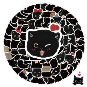 러블리 마켓 검은 고양이 스티커 대용량 방수 다꾸