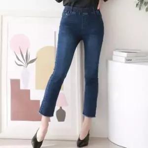 [의류] 8부 딱붙 쫀쫀 일자핏 밴딩팬츠 데님 청바지 키작녀