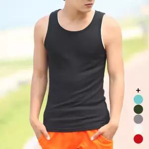 [1회구매총3장/여름/민소매] 남성 여름 여행 헬스 골지 나시티