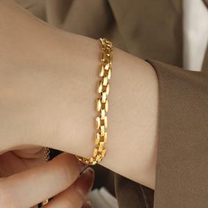 Ramlove 18K 도금 팔찌 기하학적 쇠사슬 디자인의 고급스러운 골드 워치 밴드 KJT-SS143