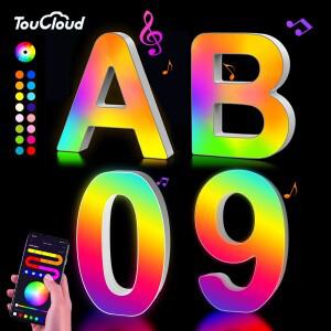 스마트 LED 문자 조명 알파벳 장식 이름 번호 램프 야간 USB MeRGBW 앱 음악 동기화 로고 게임 홈
