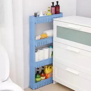 공간 IYA366N0 활용 4단 이동식 틈새 선반 물건정리트레이 블루