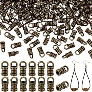 PH PandaHall 200pcs 금속 코드 끝 캡 2mm 코드용 태슬 앤티크 청동 가죽 실 로프 합금 장신구 팁 댕글