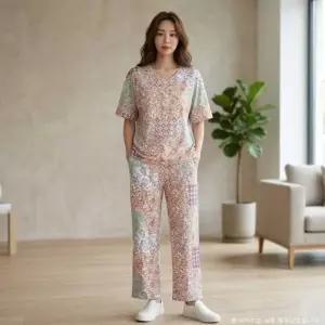 [롯데백화점]비비안 폴리스판 플라워나염 반팔 여성 상의하의 세트-BS(EZ1964EZ1964B)