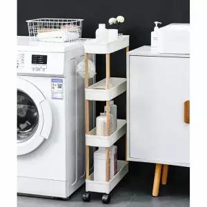 슬림 HAR700Q7 4단 이동식 틈새선반(폭14cm) (우드봉)