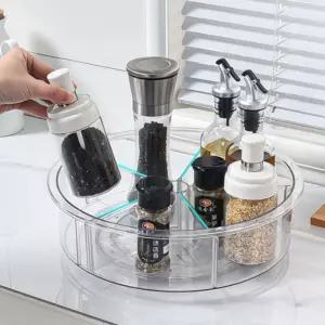 회전형 칸막이 트레이 냉장고 주방 화장대 수납정리 형트레이 양념선반 투명