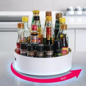 회전형 화이트 트레이 소형+대형세트 주방 수납정리 형트레이 양념선반 투명 냉장고 화장대