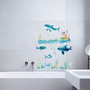 라나즈초이스 밤에 빛나는 고래 야광 바다 풍경 인테리어 벽 스티커