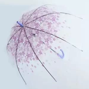 가벼운 고급 튼튼한 예쁜 투명 벚꽃 장우산 퍼플 2개 대형우산 패션우산 이쁜우산 큰우산