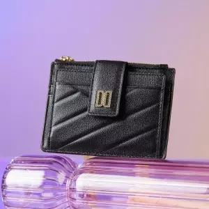 (쇼핑백동봉) 블랙 칼라일 패턴 골드 DD 카드지갑 DCHO6E418BK