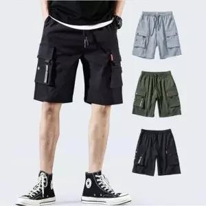 [RIZPICK]남자 카고바지 허리 밴딩 아웃도어 밀리터리 포켓 시원한 여름