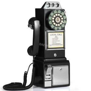 공중 전화기 엔틱 인테리어 블랙 소품 장 레드 레트로