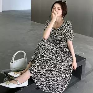 여자 여름 앵두 셔링 반팔 롱원피스 어깨 허리 트임