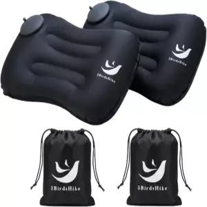 3BirdsHike 2팩 풍선 캠핑 베개 - 목 및 요추 지지용 초경량 여행 비치 에어 프레스 투 인플레이팅 디자인