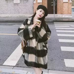 빈티지 겨울 숏기장모직 여성패션 자켓 코트 정장 체크 DL4