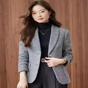 모직 캐주얼 여성패션 정장 자켓 하운드투스 코트 가을겨울 체크 상의 DL4