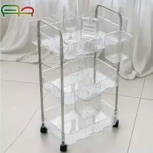 3단 EJU989A8 투명 이동식 트롤리 수납함 선반 카트 웨건