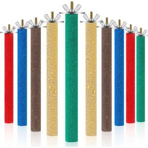 10피스 버드 농어 스탠드 갈기 스틱 거친 표면의 위한 다채로운 장난감 잉꼬 코카티엘 액세서리를 앵무새 발 나무 케이지