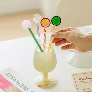 4색 1개 유리 티스푼 디자인 예쁜 요거트 스푼 숟가락 인테리어