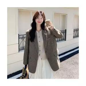여성 모직 빈티지 겨울 오피스룩 데일룩 코트 캐쥬얼 잉글리시 재킷 정장 DAOL4