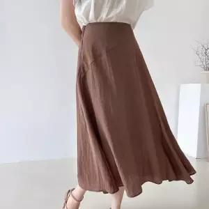 [신상오픈런]여성 여름 시스루 롱 플레어 스커트 절개 뒷밴딩 린넨 (38292862)