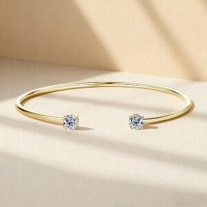 모이사나이트 열림 뱅글팔찌 925 순은 14K도금 은뱅글팔찌 GRA증서 패션 정교함 여성 브레이슬릿