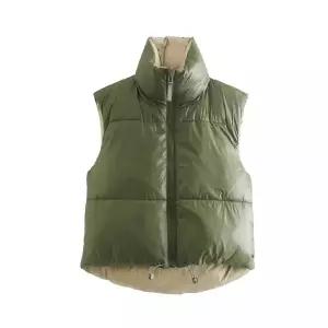 여친 가을 조끼 차이나넥 양면 톱 패딩조끼 쇼트 나시 야상 원픽3