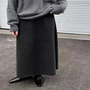 여성 치마 롱 모직 겨울 캐주얼 트렌디 아이템 정장 기모 슬림핏 A라인 HT4