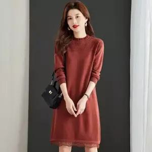 여자 치마 울 니트 추동 트렌디 혼방 레이스 아이템 플리츠 슬림핏 HT4