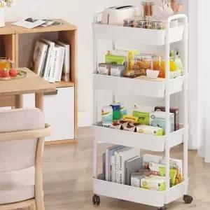 [생활] 4단 수납선반 화이트 트롤리