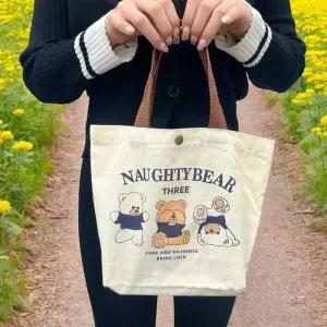 [라일리] Rly 곰돌이 미니 가방 똑딱이 캔버스백 미니토트백 캔