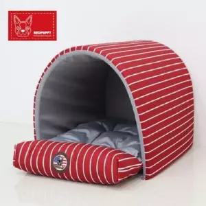 강아지방석 레드퍼피 윌튼 동글이스트라이프버건디-점보대형