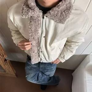 남사친 겨울 아이템 점 점퍼 칼라 패딩 코트 숏 스웨이드 트렌디 따뜻한 도톰하고 퍼 HT4