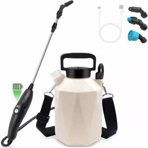 배터리 구동 정원 분무기 잔디밭에 USB 충전식 손잡이가 있는 1갤런 전기 접이식 지팡이 미스트 노즐 3개
