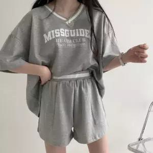 캐주얼 브이넥 반팔 상하의 셋업 반바지 셋트홈웨어투피스 세상품 맨투맨세 여성세 의세 여름세옷