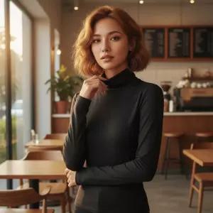 (리부) 목폴라 목티 폴라 반티 니트셔츠 회색 반라 여자정장 BLACK 하이넥 터틀넥스웨터 이너트 셔츠