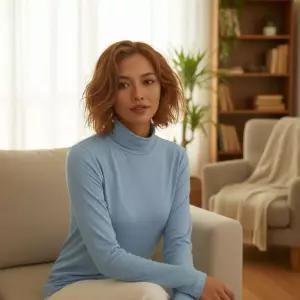 (리부) 목폴라 라티 반티 목티 니트셔츠 폴라 회색 여자정장 BLUE 하이넥 터틀넥스웨터 이너트 셔츠