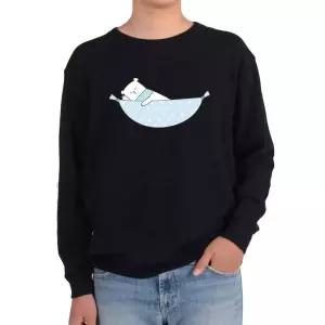 기모맨투맨 해먹에 있는 곰돌이 잠자는 곰 낮잠 야영 캠프그림