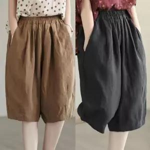 여름 시원한 배기팬츠 여성 냉장고 밴딩 아이스 밴조거팬츠 쿨바지 주름 엄마 고무줄 몸빼 빅사이즈밴