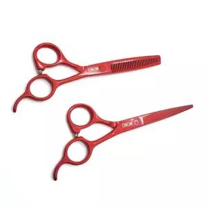 모모 컬러 미용 가위숱세트(레드)-케이스포함머리컷팅 앞머리 가정용 자르는 헤어용 머리용