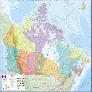 지도 국제 대형 정치 캐나다 월 - 적층 33 x 47