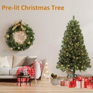 홈카렌 4피트 프리라이트 크리스마스 트리 150개의 인공 310개의 조명이 LED 있는 경첩 장식 스탠드 메탈 가정용 가지