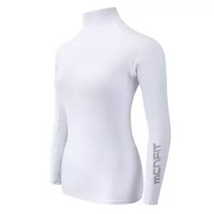 화이트 슬림핏 UV 터틀넥 긴팔 기능성 스포츠 티셔츠필드 운동복 골프 여성프 여자프