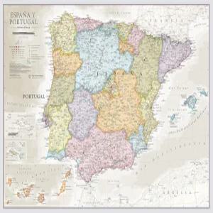 스페인 및 포르투갈의 월 맵 - 클래식 포스터 16.5 x 23.4 인치 지도 인터내셔널