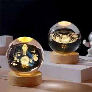 완제품-유리구슬 무드등-태양계와 우주인(중)와 무드등