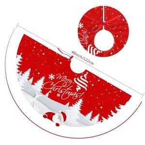 화이트 소프트 플러시 크리스마스 트리 매트를 장식과 스노우 장식용 위한 스커트 레드 패턴 파티 홀리데이 48인치