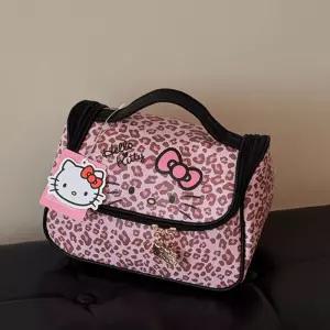 헬로키티 호피 여행용 라운드파우치휴대용치 파우치 화장품가방 주머니치 가방치 메이크업치