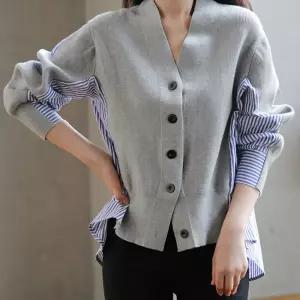 G124801_레이어드 스트라이프 배색 셔츠가디건일체형니트 일체형 세트 남방